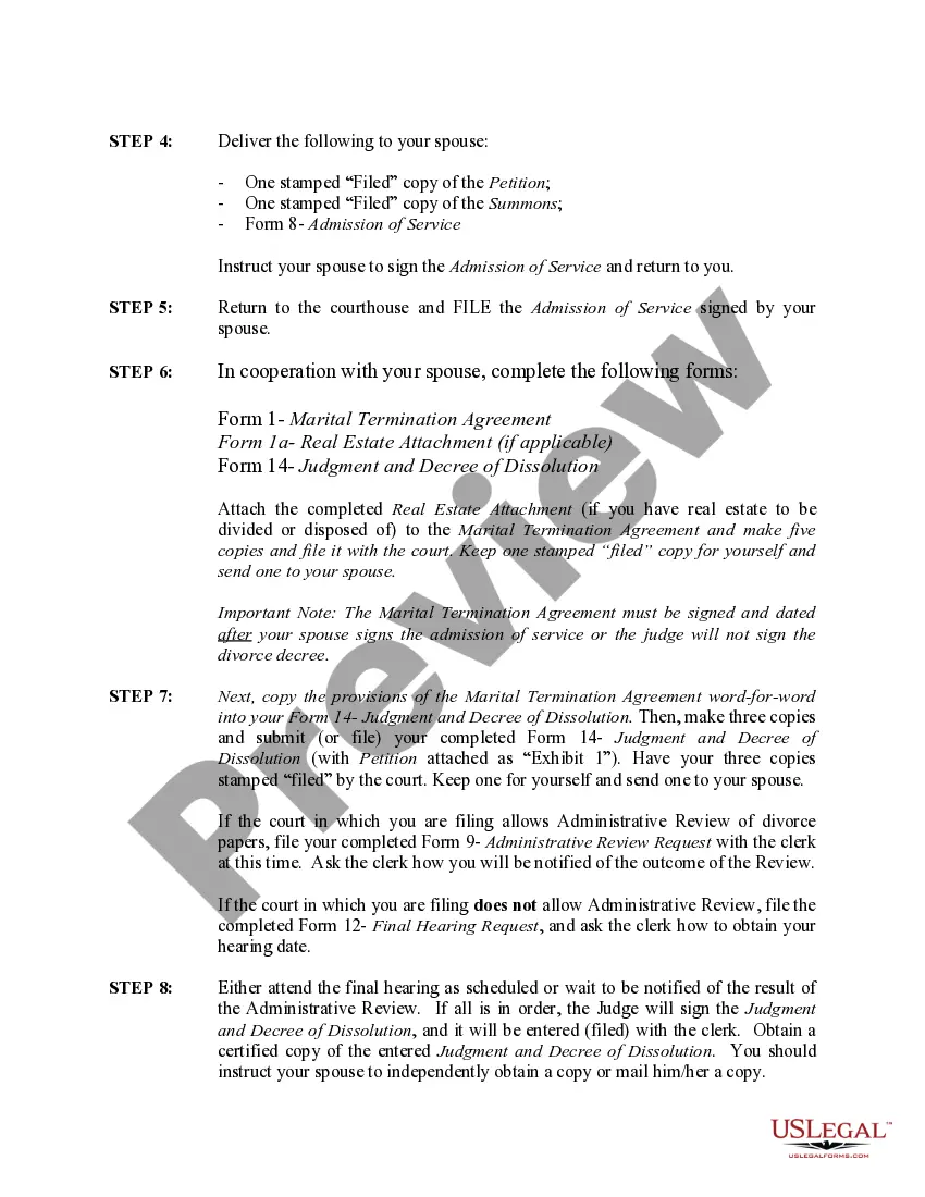 Preview Minnesota No-Fault Agreed Uncontested Divorce Package for Dissolution of Marriage for people with Minor Children