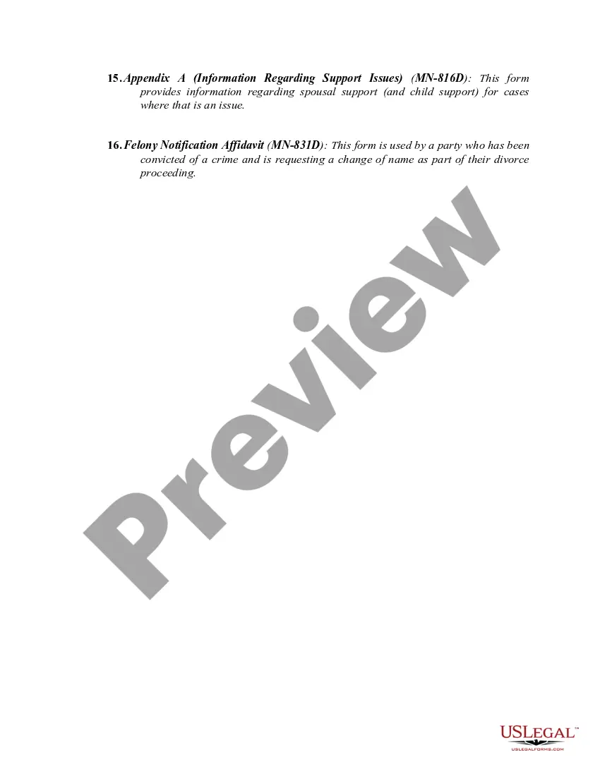 Preview Minnesota No-Fault Agreed Uncontested Divorce Package for Dissolution of Marriage for people with Minor Children