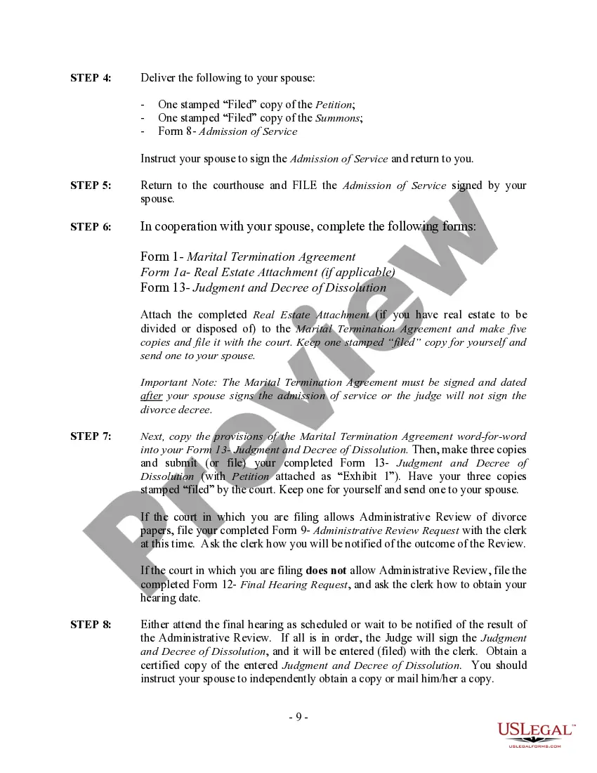Preview Minnesota No-Fault Agreed Uncontested Divorce Package for Dissolution of Marriage for Persons with No Children with or without Property and Debts