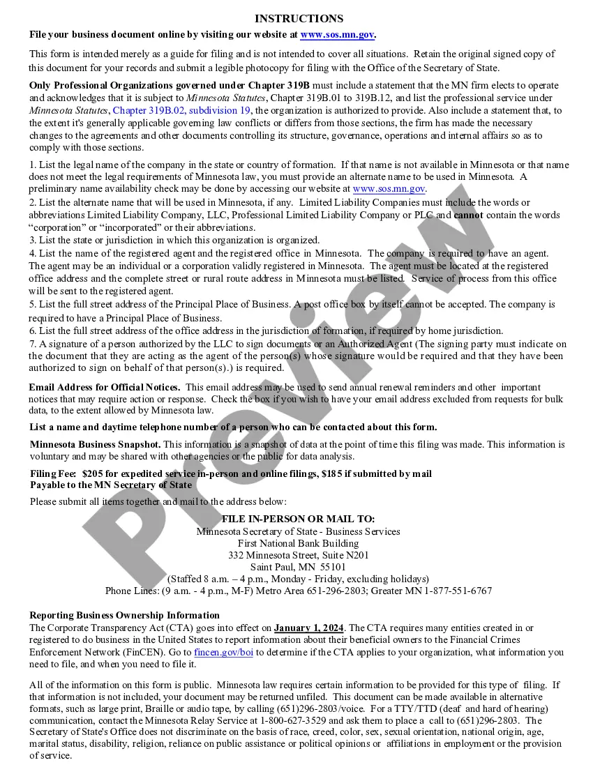 Preview Minnesota Registration of Foreign Corporation