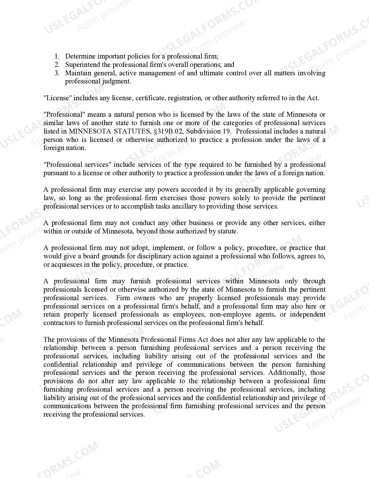 Preview Professional Corporation Package for Minnesota