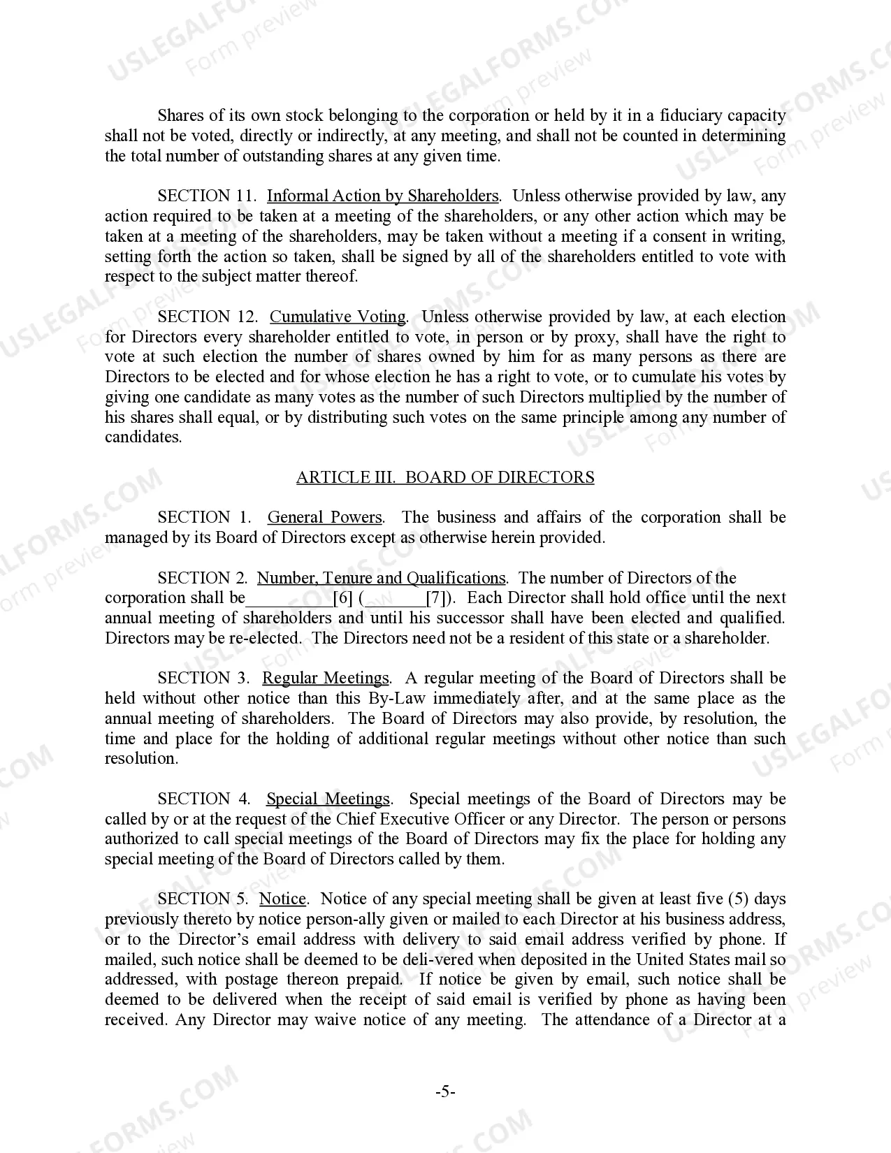 Preview Minnesota Bylaws for Corporation