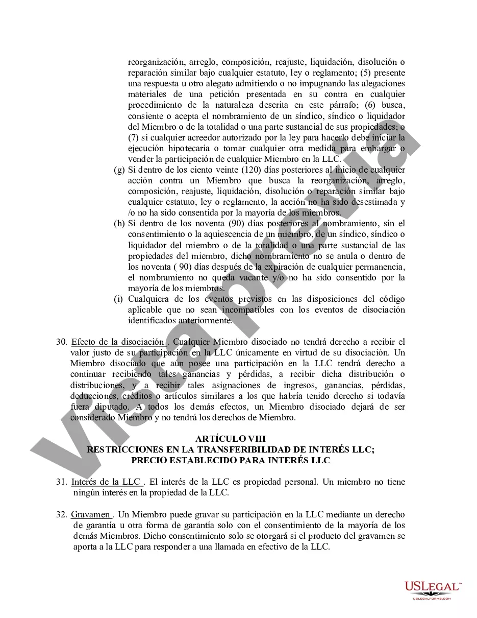 Preview Acuerdo Operativo de Sociedad de Responsabilidad Limitada LLC