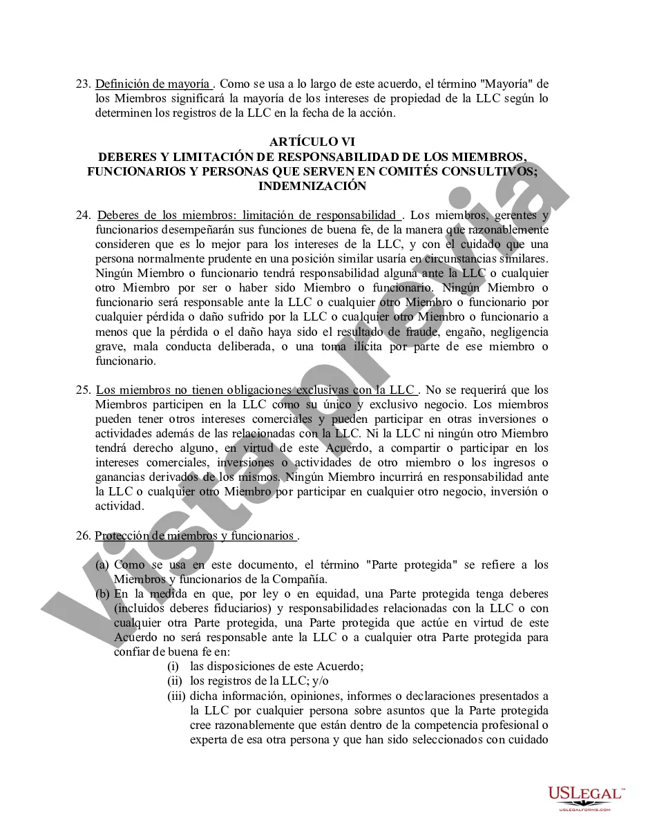 Preview Acuerdo Operativo de Sociedad de Responsabilidad Limitada LLC