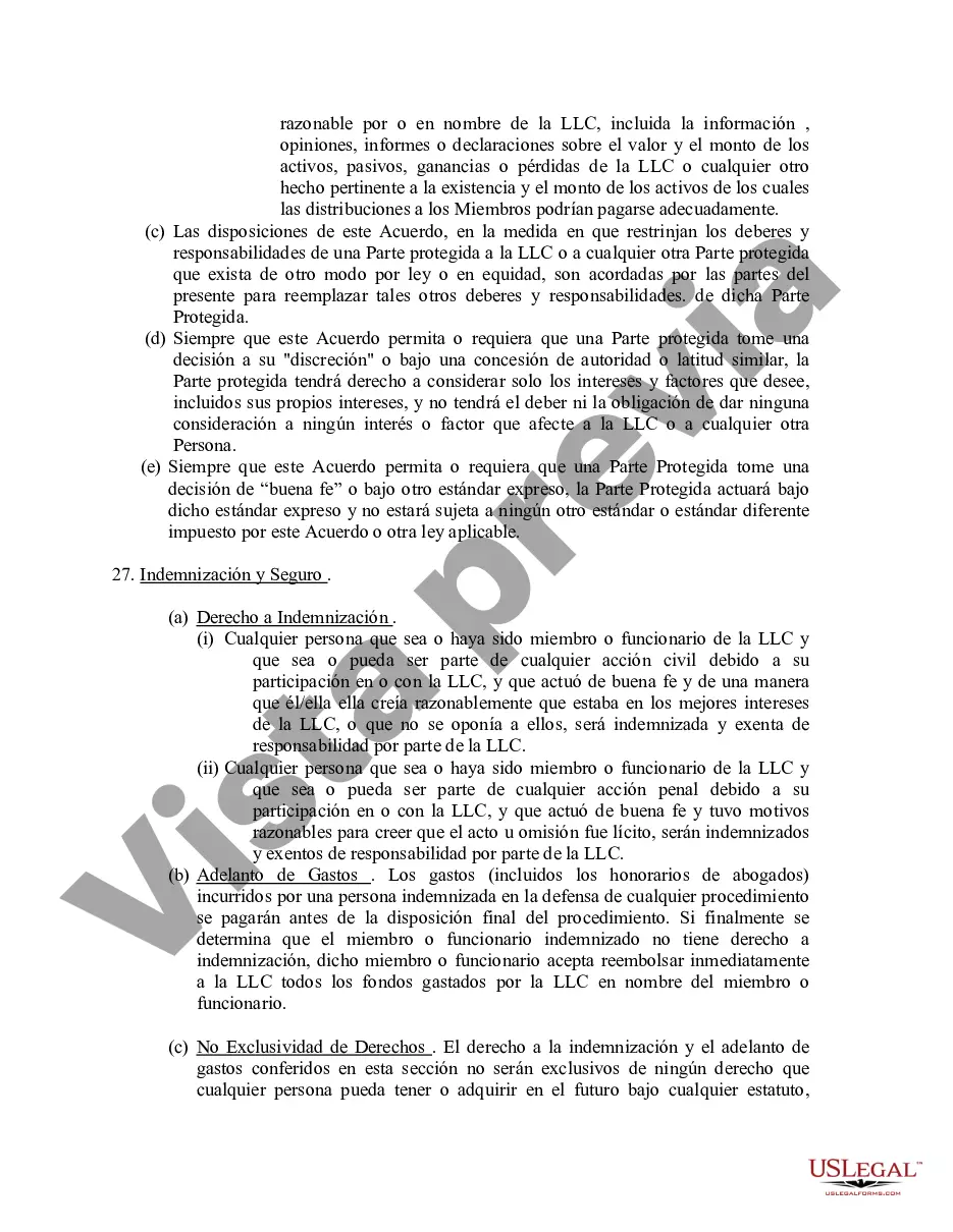 Preview Acuerdo Operativo de Sociedad de Responsabilidad Limitada LLC