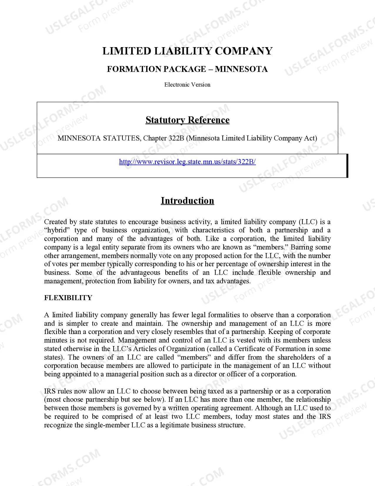 Preview Minnesota Limited Liability Company LLC Formation Package
