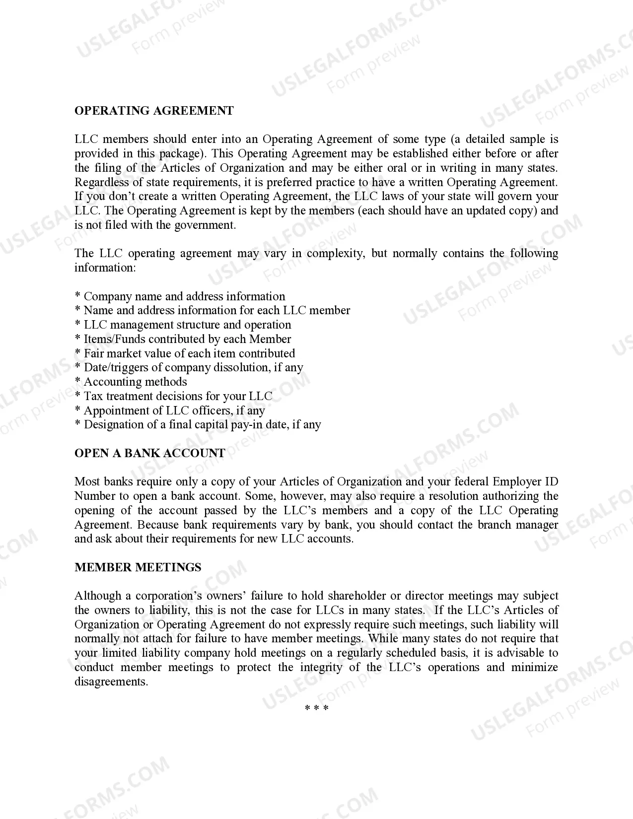 Preview Minnesota Limited Liability Company LLC Formation Package