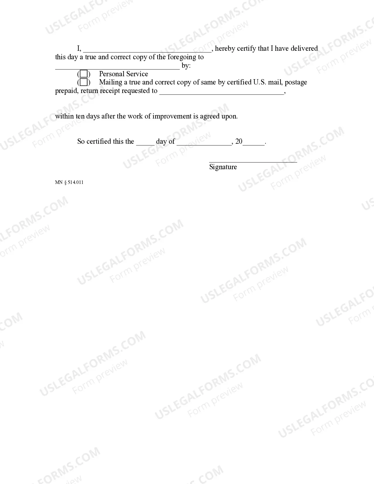 Preview Contractor's Notice to Owner - Individual