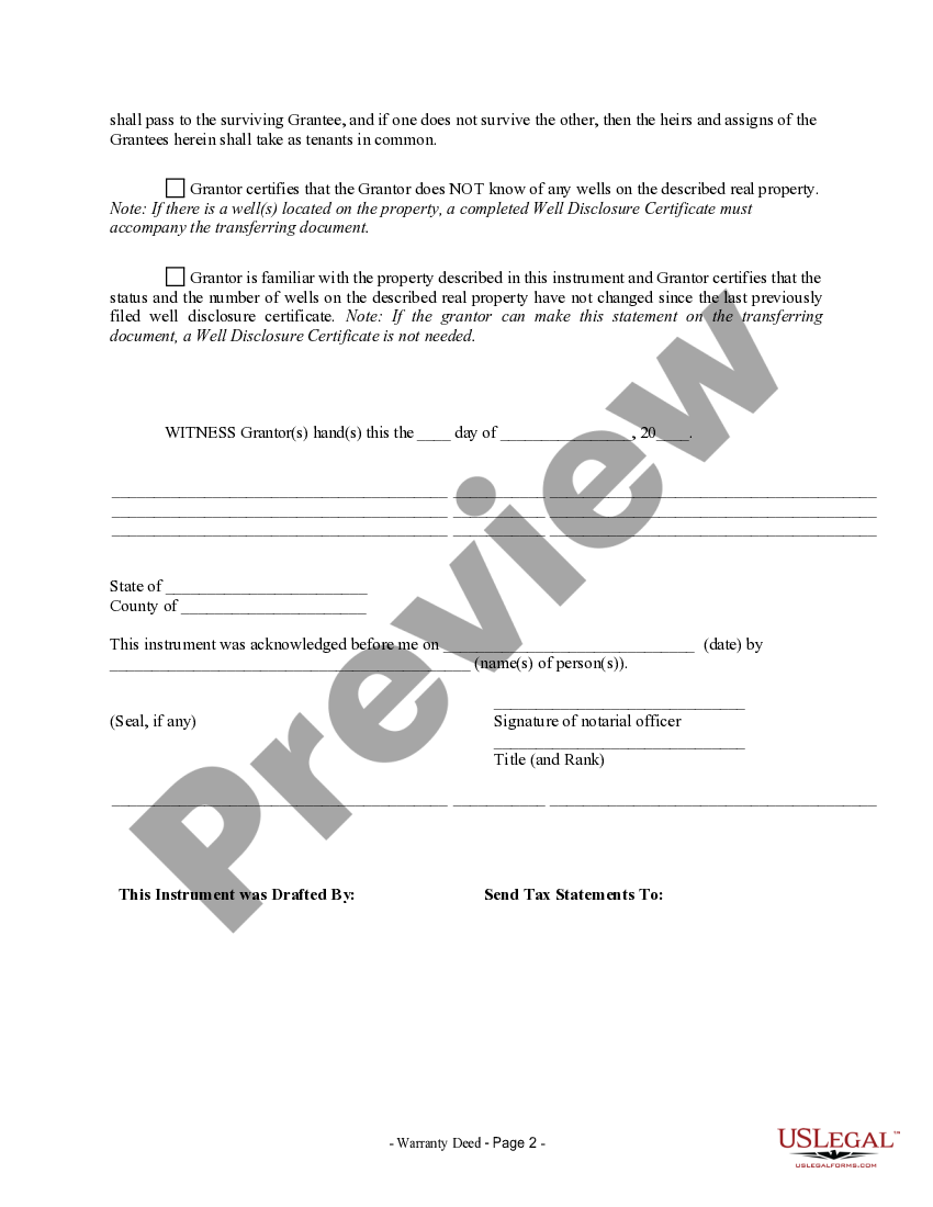 Minnesota Warranty Deed from Individual to Husband and Wife US Legal