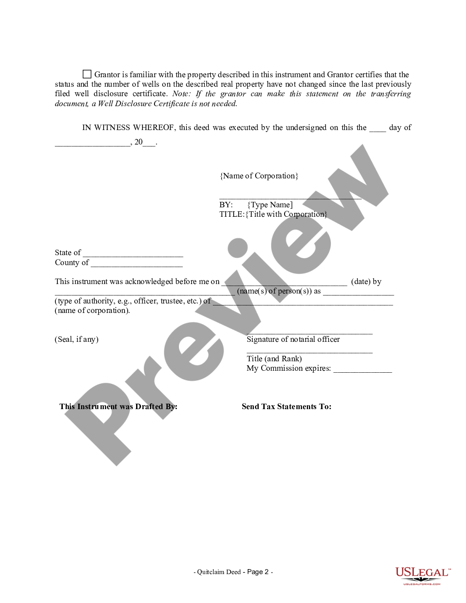 page 1 Quitclaim Deed from Corporation to Husband and Wife preview