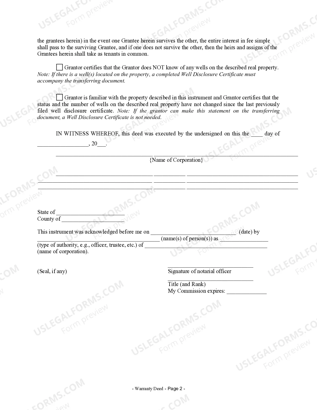 Preview Warranty Deed from Corporation to Husband and Wife