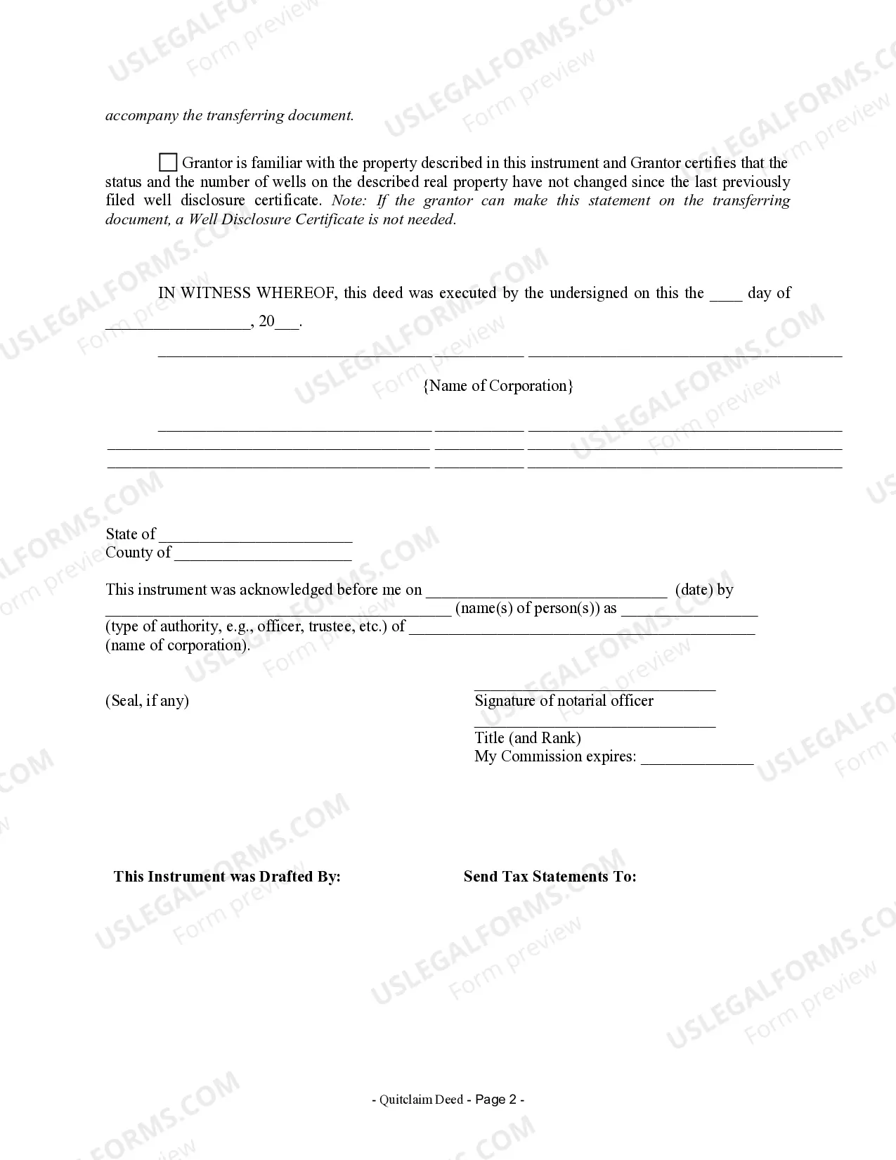 Preview Quitclaim Deed from Corporation to Two Individuals