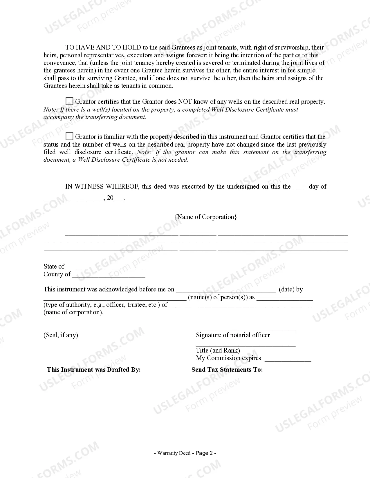 Preview Warranty Deed from Corporation to Two Individuals