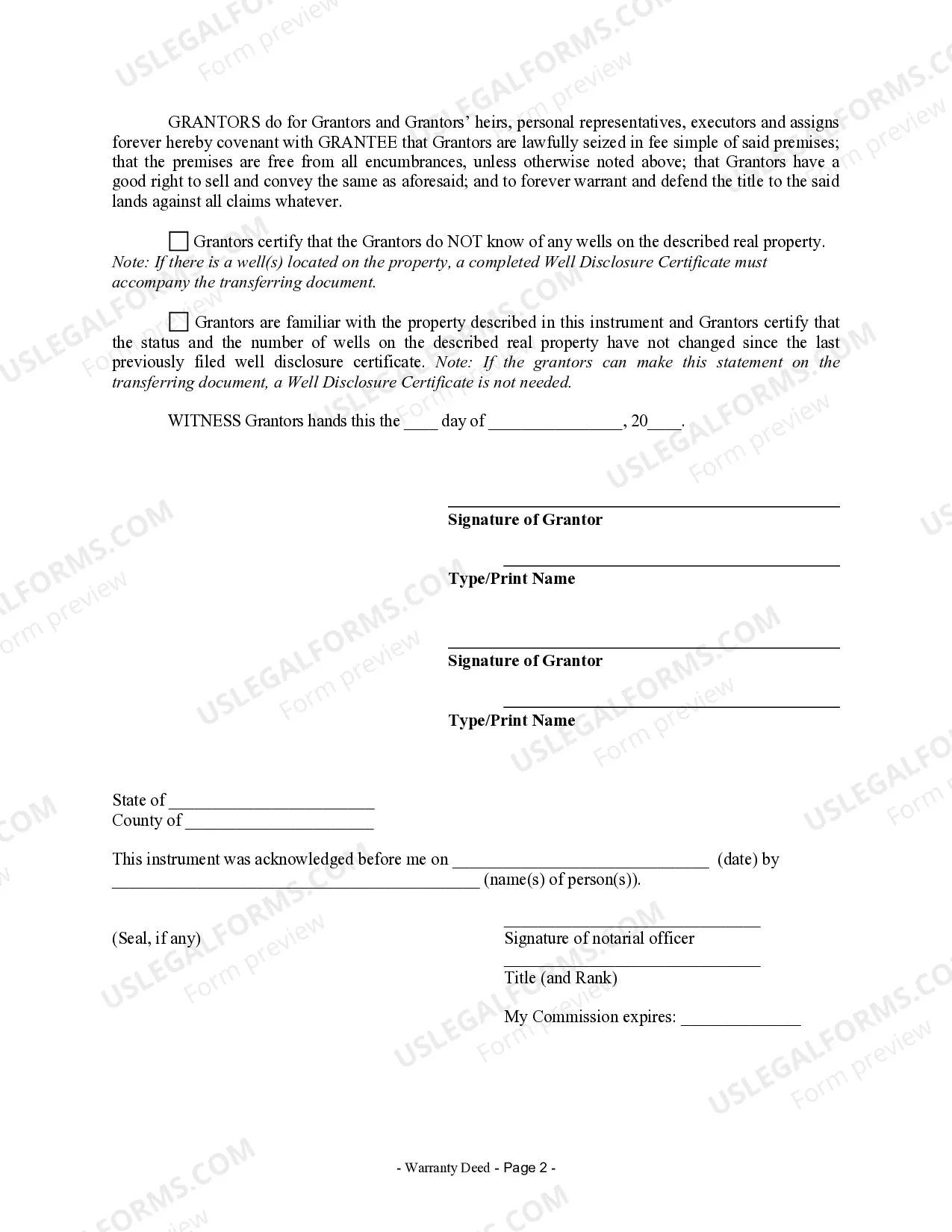 Preview Warranty Deed from Husband and Wife to a Trust