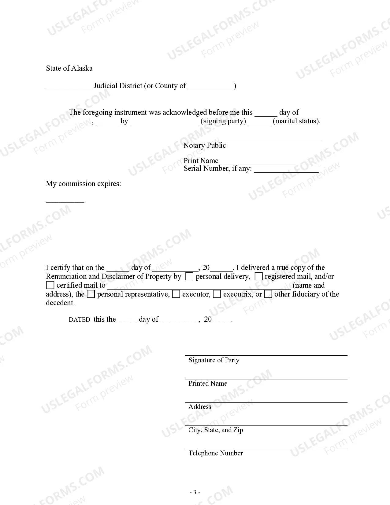 Preview Renunciation and Disclaimer of Property Received by Intestate Succession