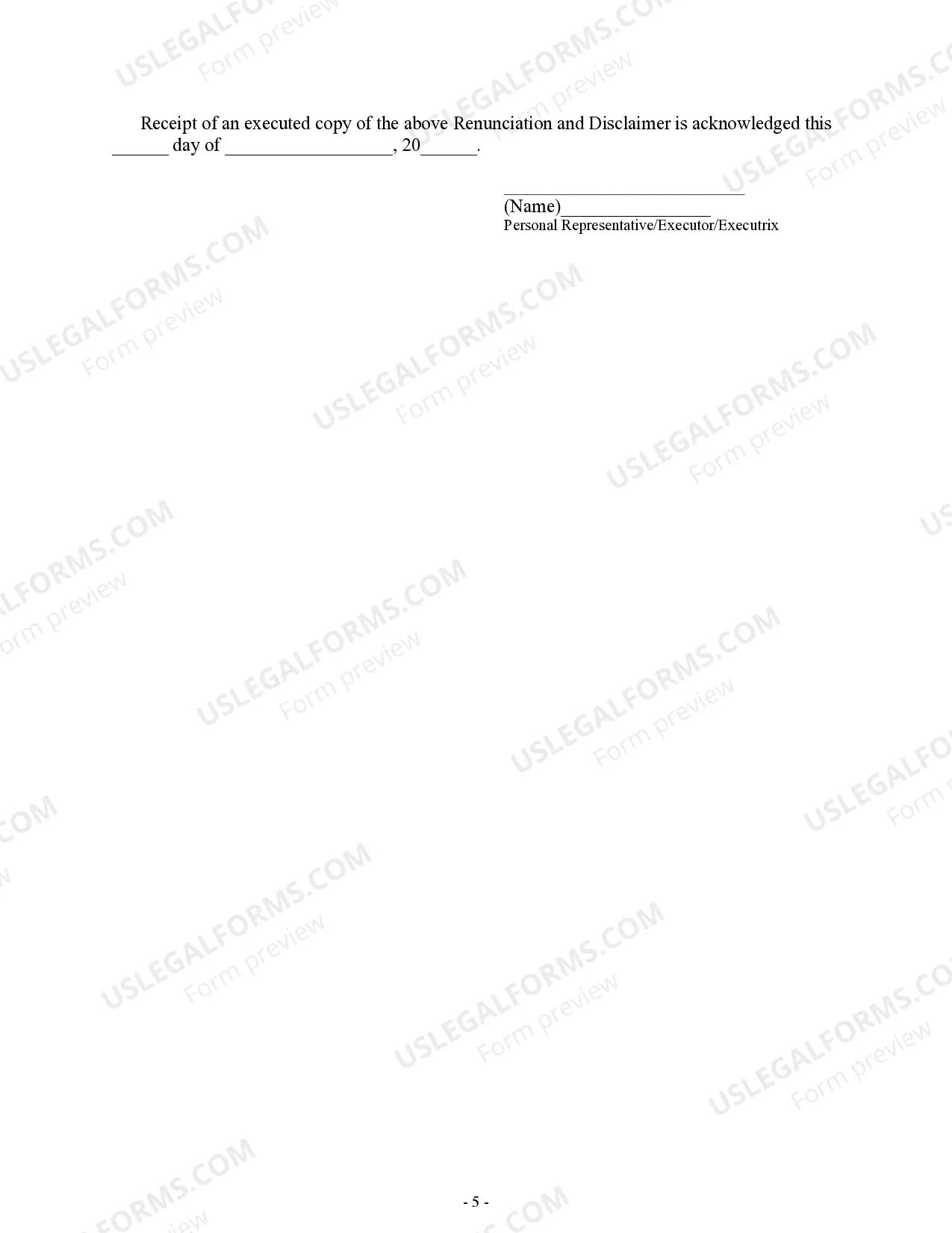 Preview Renunciation and Disclaimer of Property Received by Intestate Succession