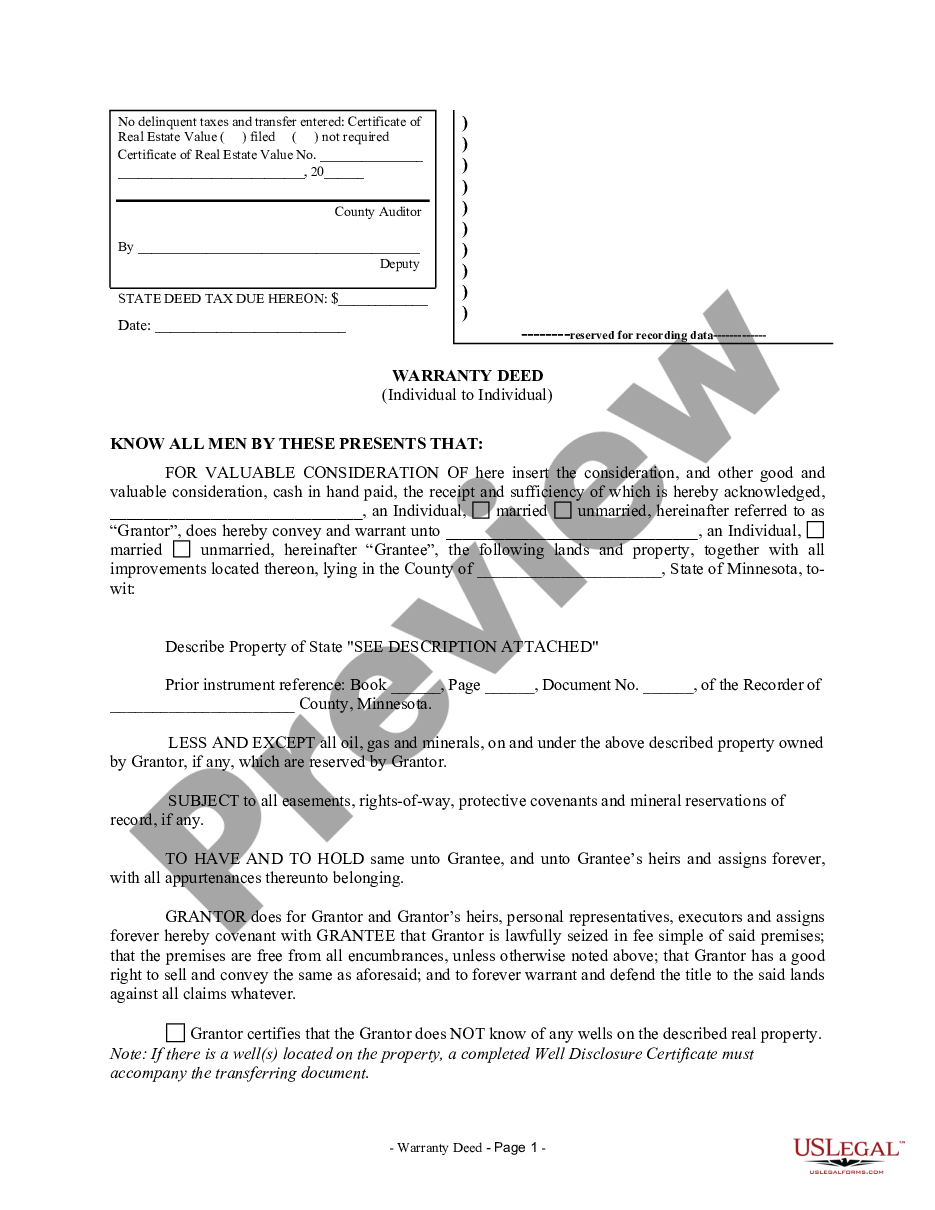 page 0 Warranty Deed from Individual to Individual preview