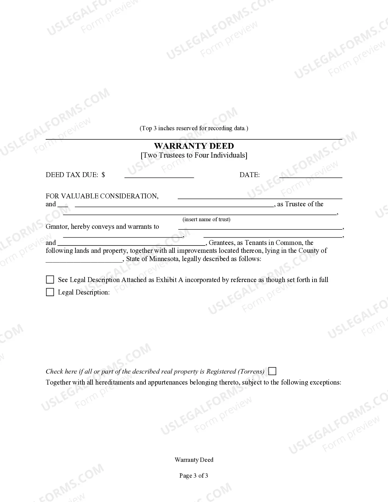 Preview Warranty Deed - Two Trustees to Four Individuals