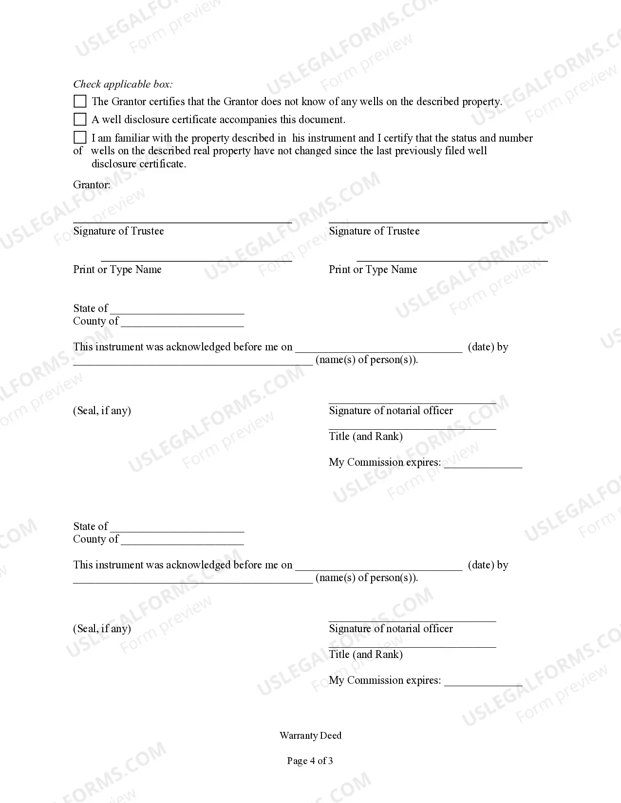 Preview Warranty Deed - Two Trustees to Four Individuals