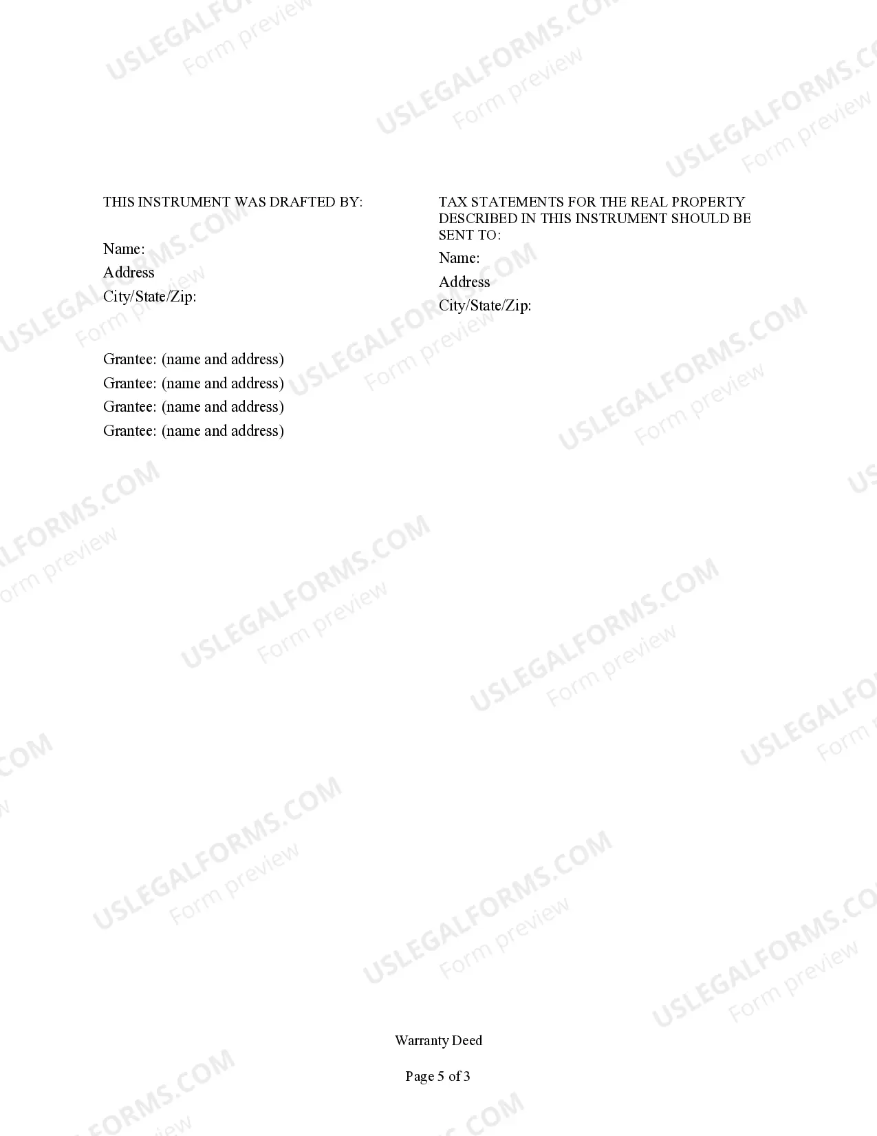 Preview Warranty Deed - Two Trustees to Four Individuals