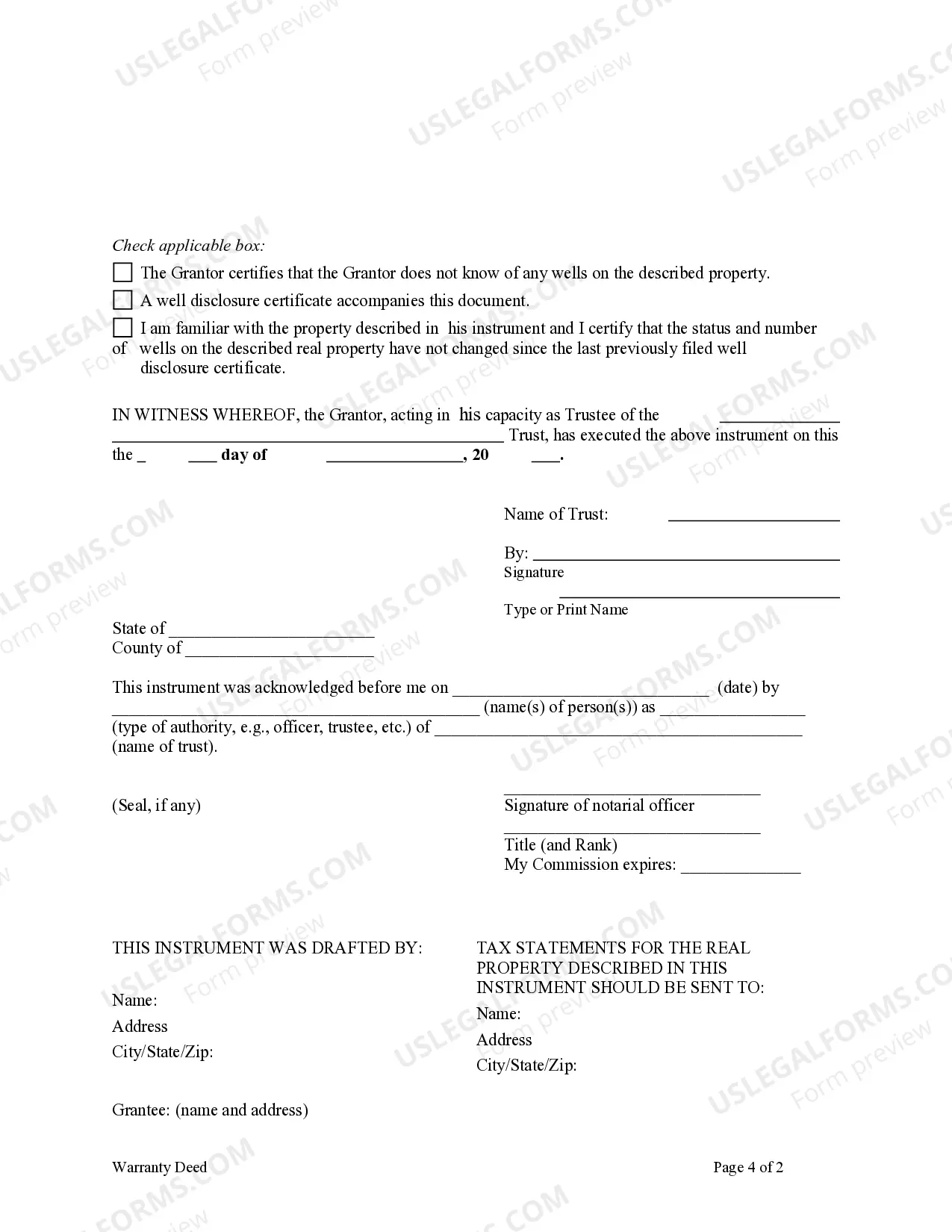 Preview Warranty Deed from a Trust to a Trust