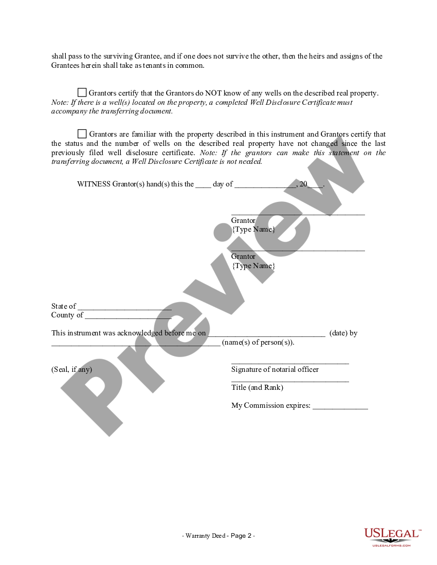 page 1 Warranty Deed from two Individuals to Husband and Wife preview