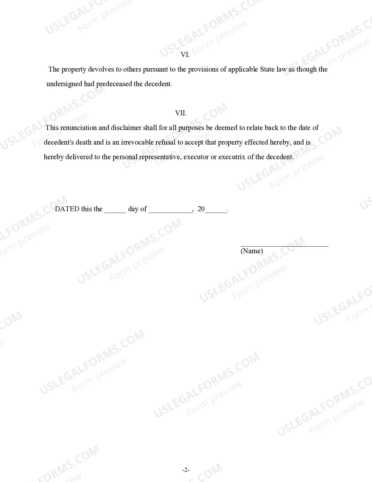 Preview Renunciation and Disclaimer of Entire Interest of Joint Tenant