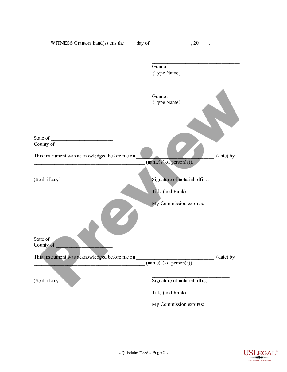 page 1 Quitclaim Deed by Two Individuals to LLC preview