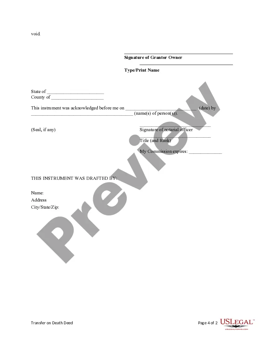 Preview Transfer on Death Deed - One Individual to Three Individuals
