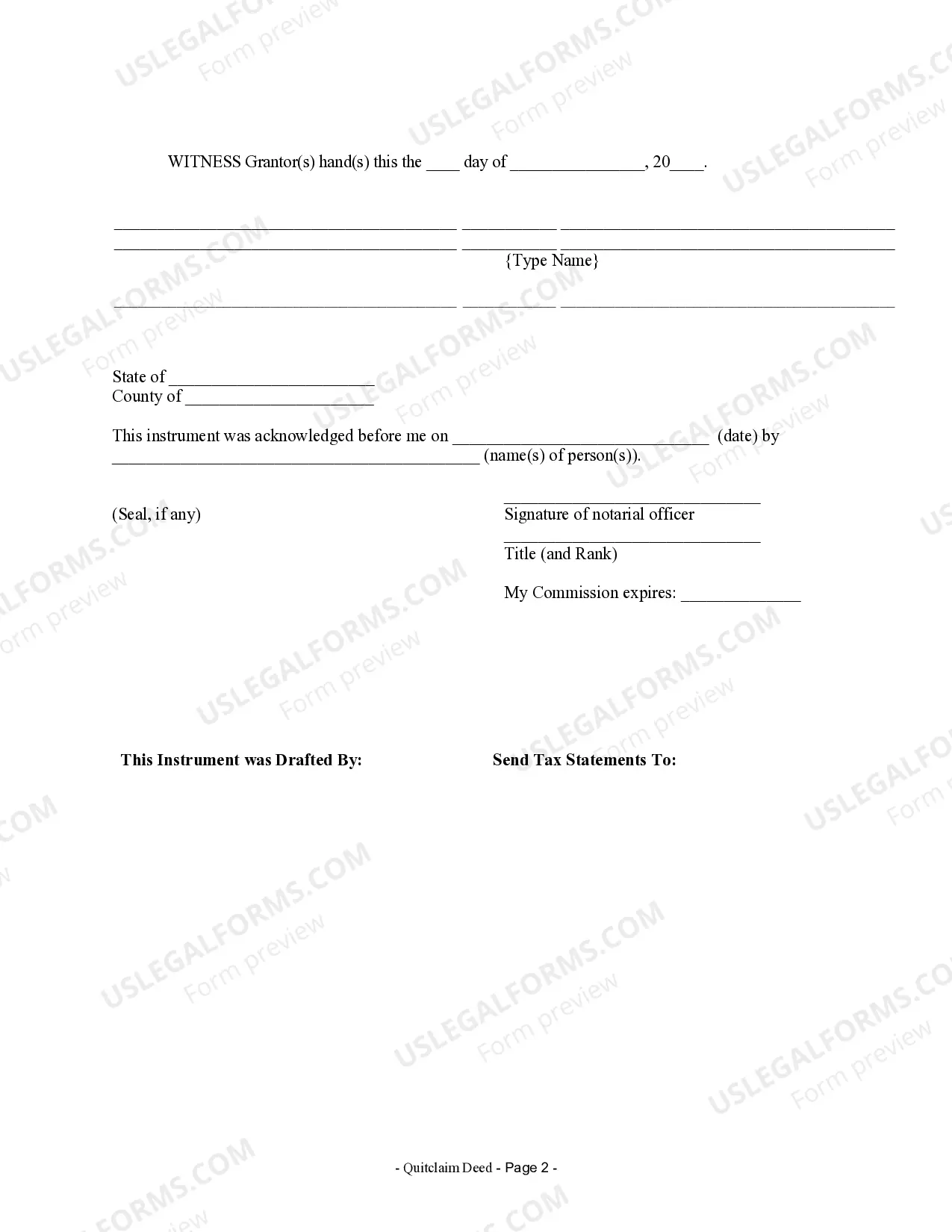 Preview Quitclaim Deed from Individual to Corporation