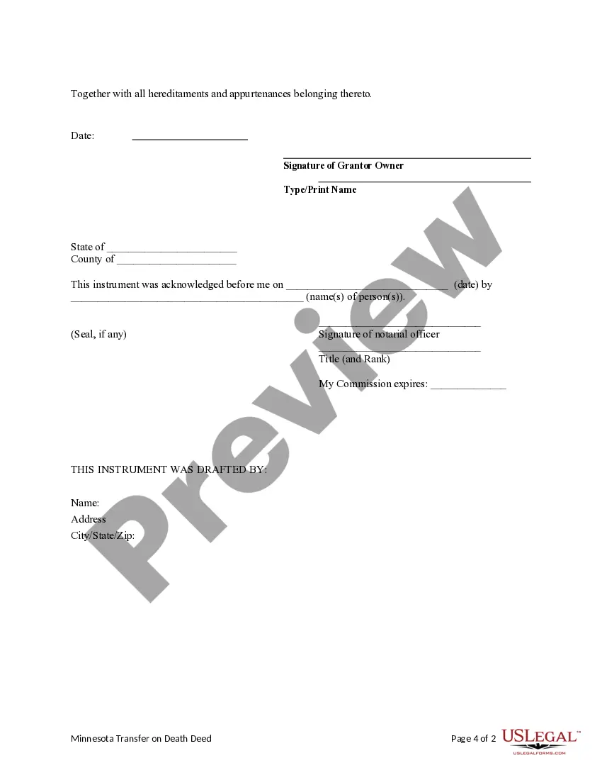 Preview Transfer on Death Deed - Individual to a Trust