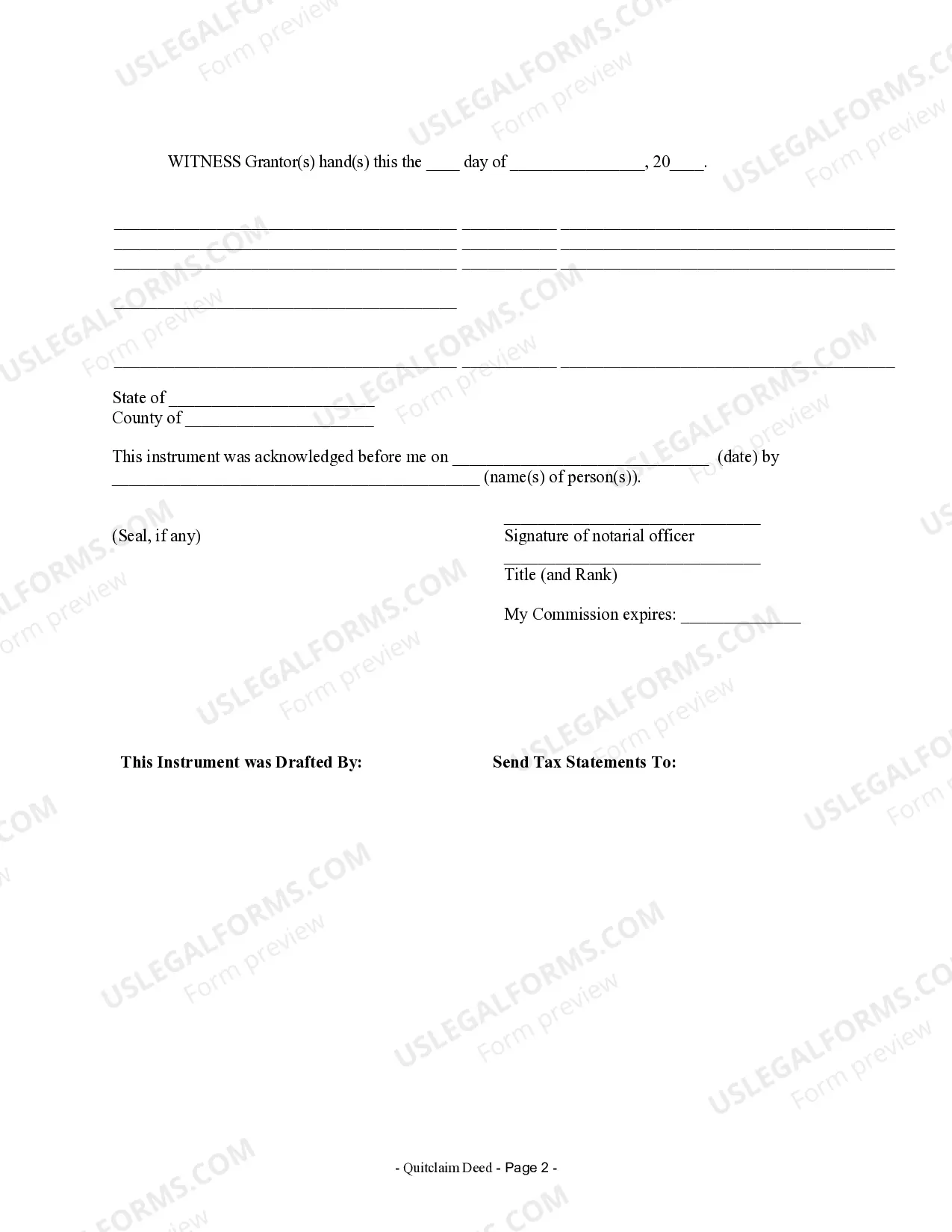 Preview Quitclaim Deed from Individual to LLC