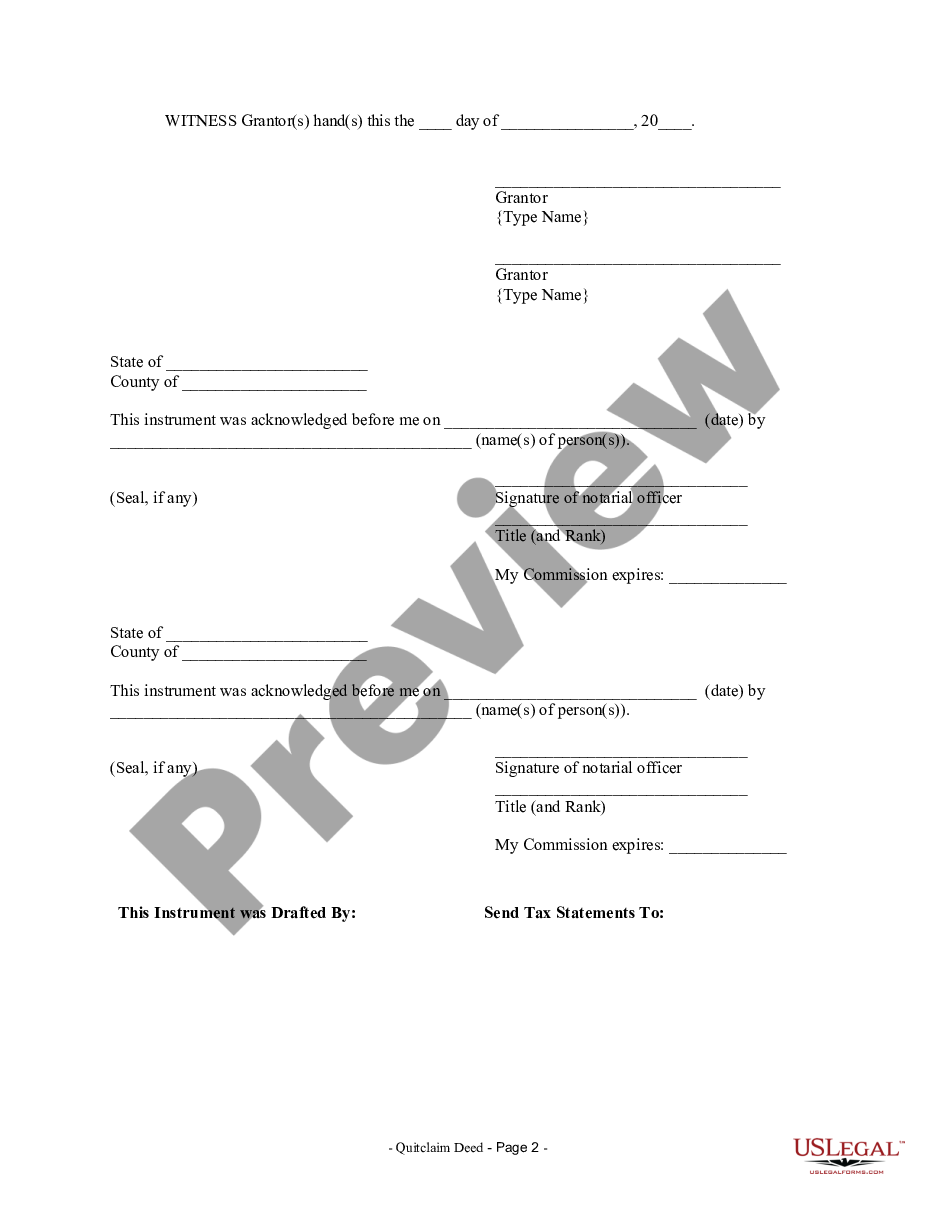 page 1 Quitclaim Deed from Husband and Wife to Corporation preview