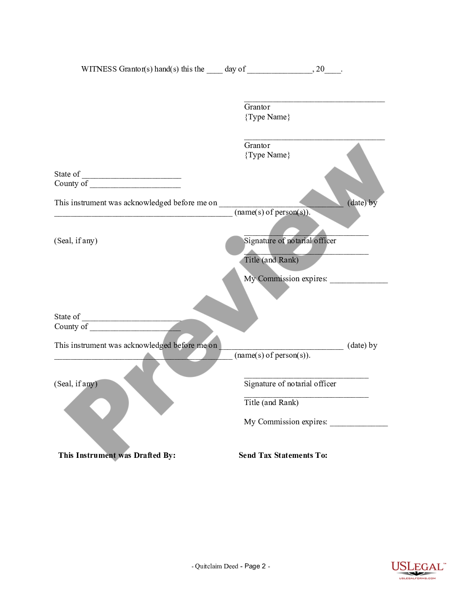 page 1 Quitclaim Deed from Husband and Wife to LLC preview