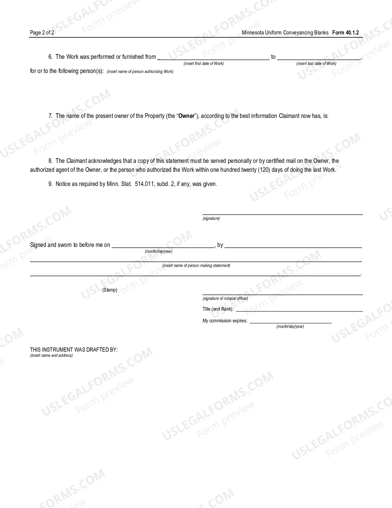 Preview Statement of Lien - Corporation or LLC