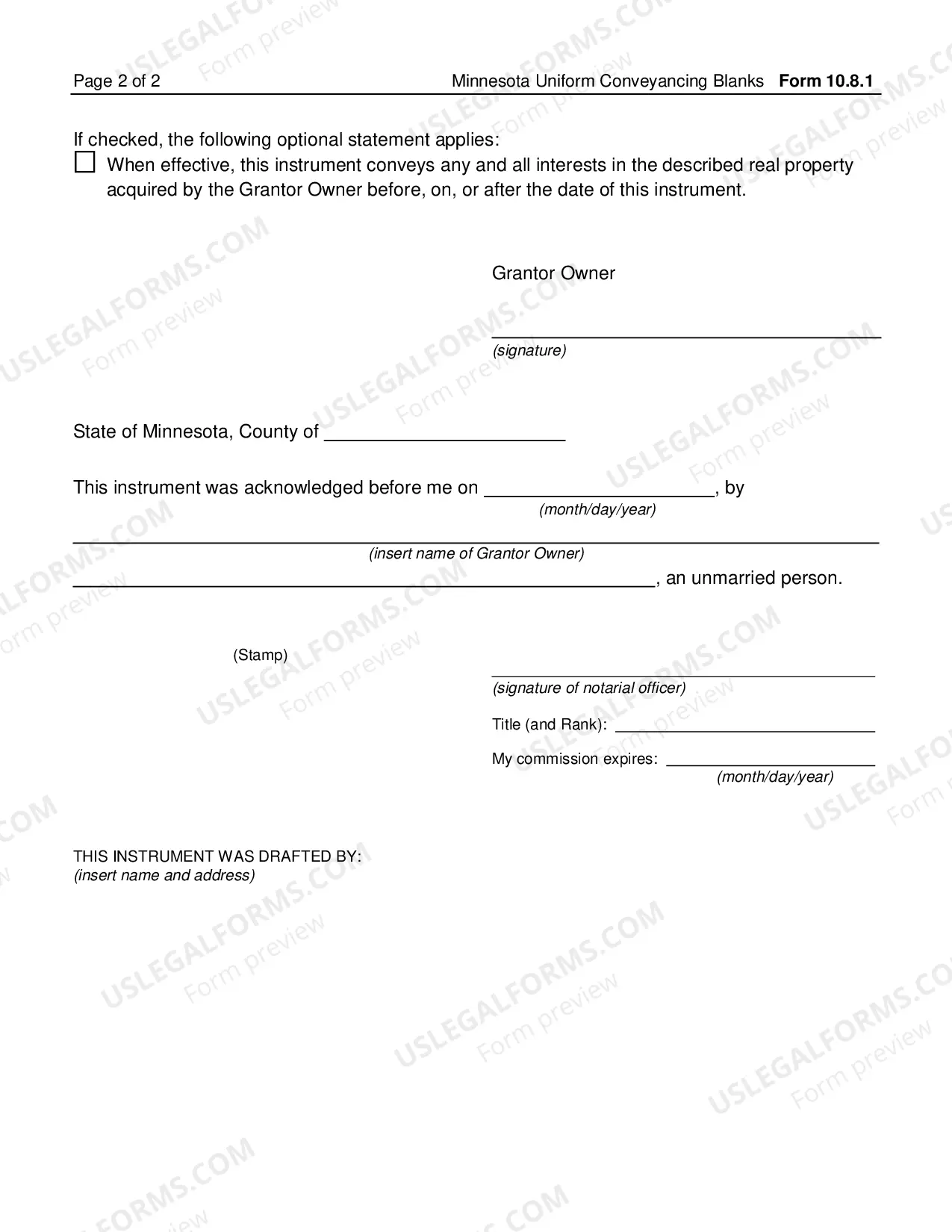 Preview Transfer on Death Deed by Unmarried Grantor Owner Minn. Stat. 507.071