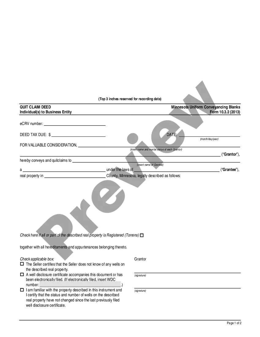 Minnesota Quitclaim Deed Individuals To Business Entity Ucbc Form 103 Quitclaim Deed Mn 4021