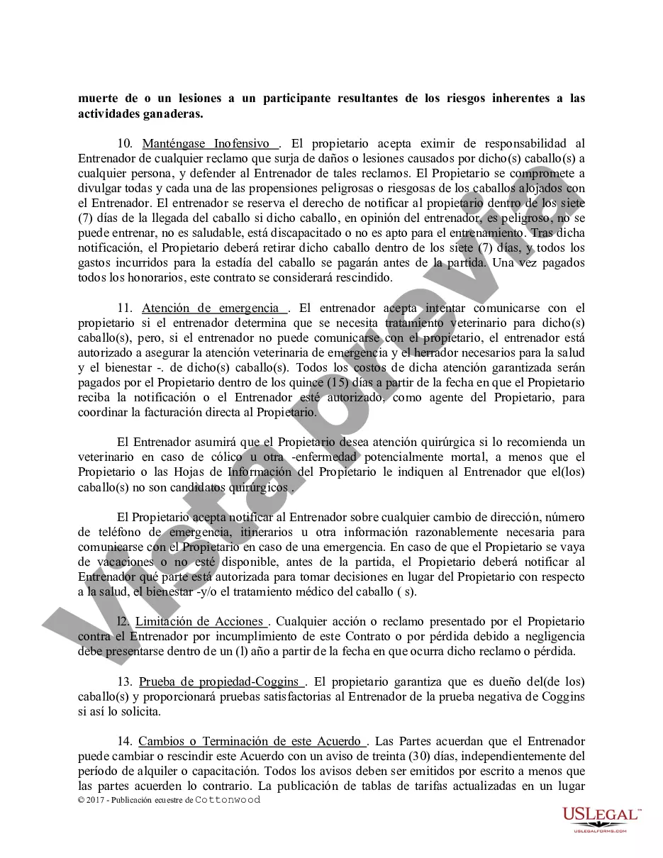 Preview Contrato de Entrenamiento - Caballo Equino Formas