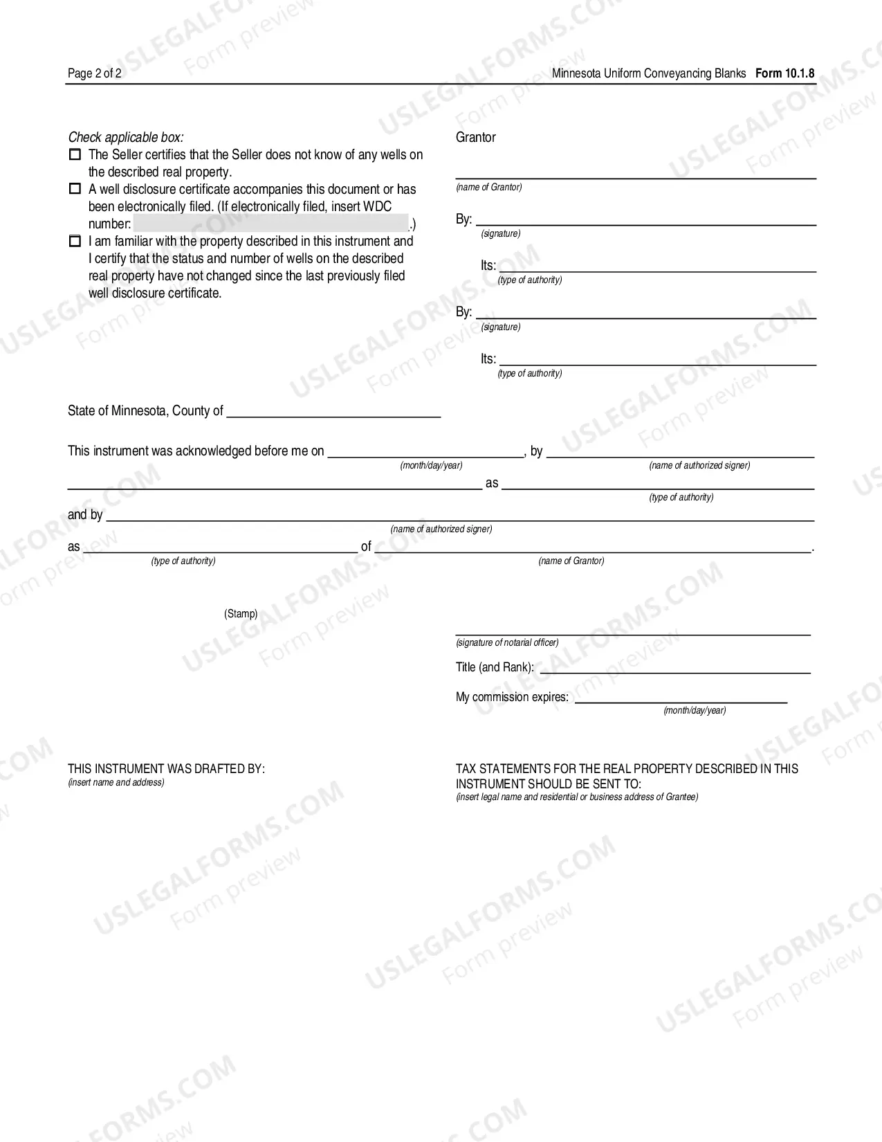 Preview Warranty Deed Except Assessments - Business Entity to Individuals - UCBC Form 10.1.8