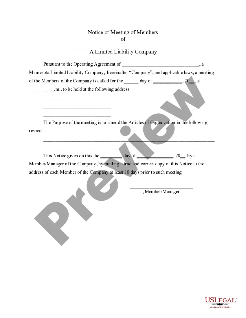Preview LLC Notices, Resolutions and other Operations Forms Package