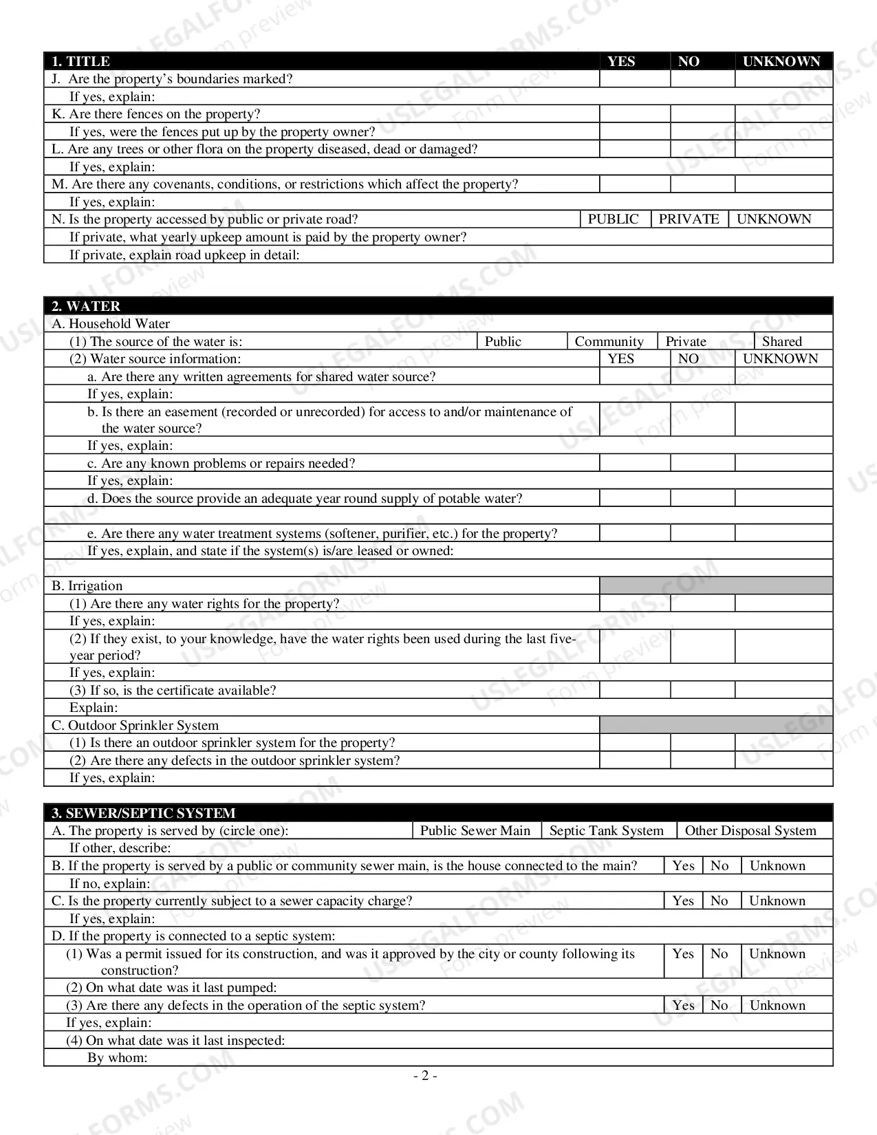 Preview Residential Real Estate Sales Disclosure Statement