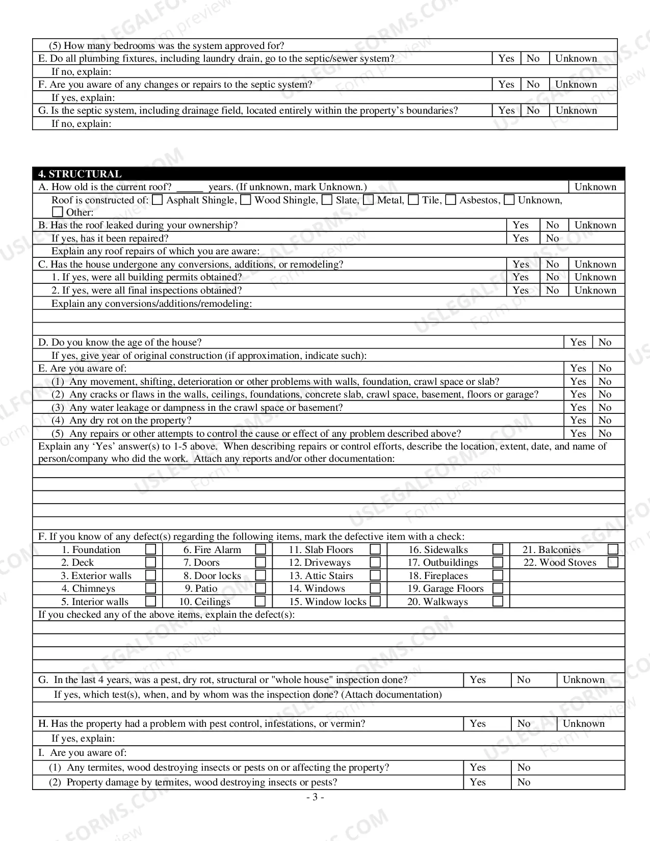 Preview Residential Real Estate Sales Disclosure Statement