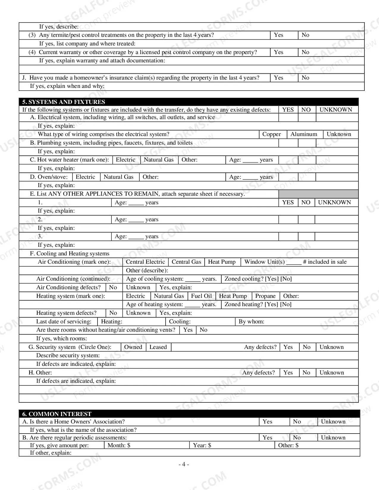 Preview Residential Real Estate Sales Disclosure Statement