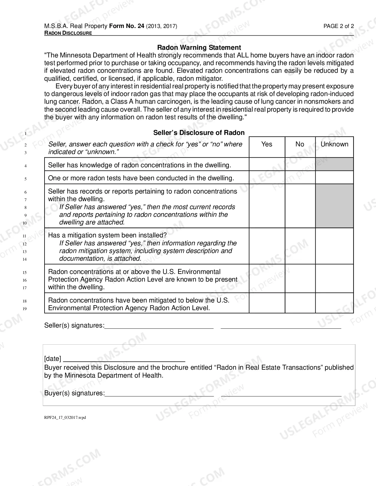 Preview Residential Real Estate Sales Disclosure Statement