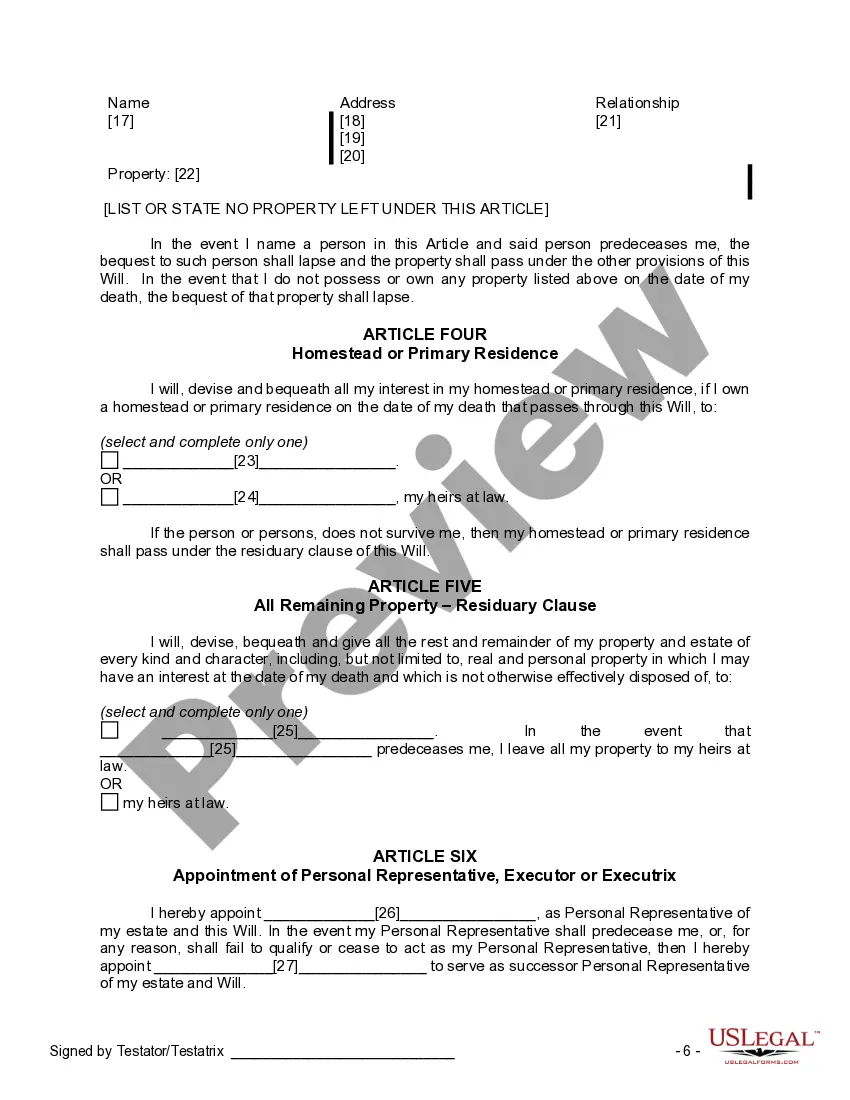 Preview Mutual Wills containing Last Will and Testaments for Man and Woman living together not Married with No Children