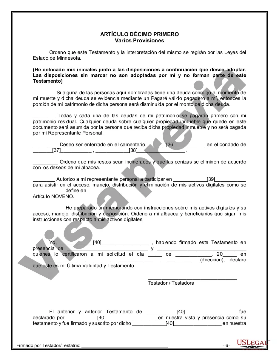 Preview Paquete de Testamentos Mutuos de Últimas Voluntades y Testamentos para Personas Solteras que conviven con Hijos Adultos