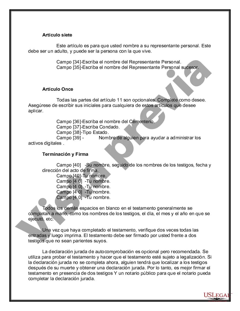 Preview Paquete de Testamentos Mutuos de Últimas Voluntades y Testamentos para Personas Solteras que conviven con Hijos Adultos