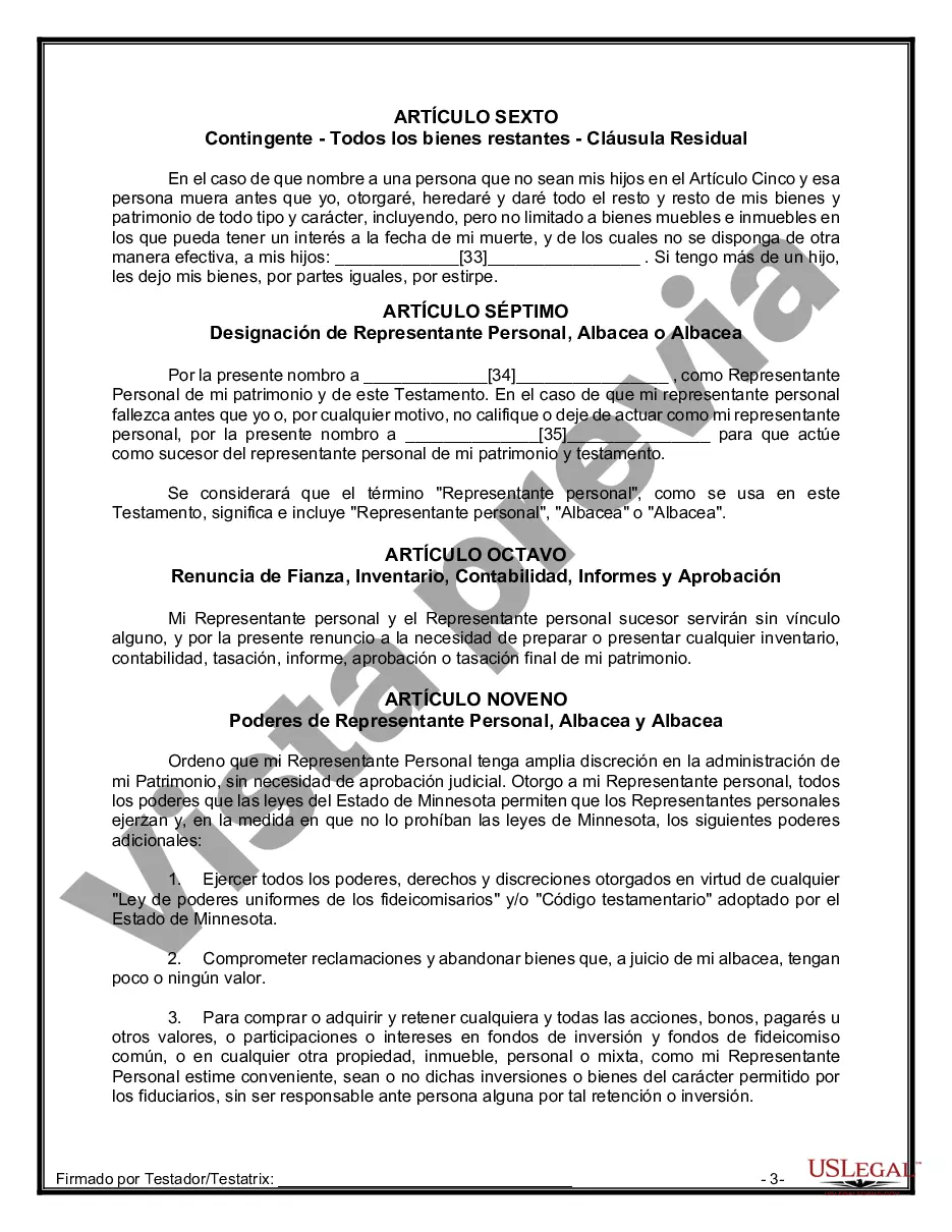 Preview Paquete de Testamentos Mutuos de Últimas Voluntades y Testamentos para Personas Solteras que conviven con Hijos Adultos