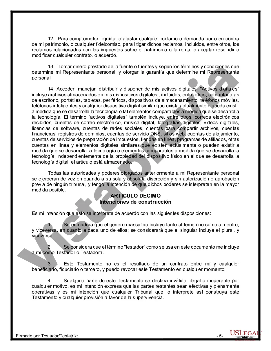 Preview Paquete de Testamentos Mutuos de Últimas Voluntades y Testamentos para Personas Solteras que conviven con Hijos Adultos