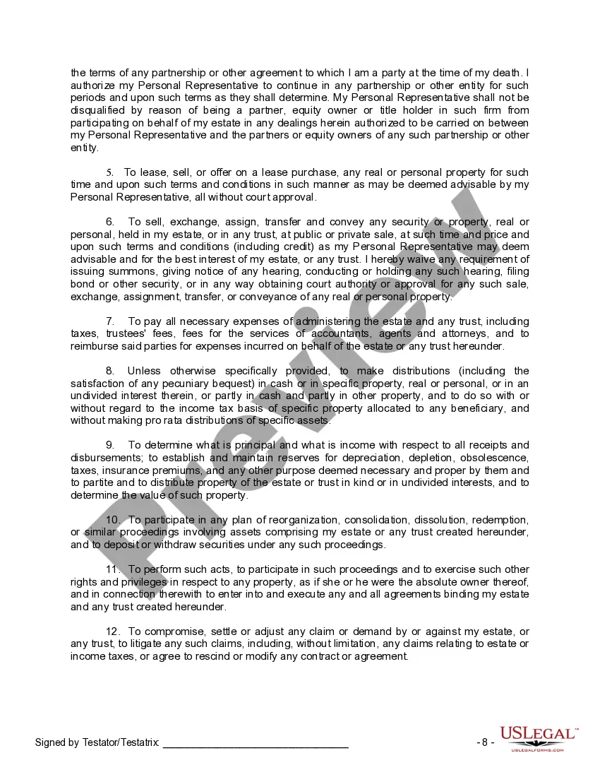 Preview Mutual Wills Package of Last Wills and Testaments for Man and Woman living together not Married with Adult Children